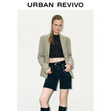 URBAN REVIVO UR2024秋冬女装通勤廓形平驳领西装外套UYV140019 卡其 S