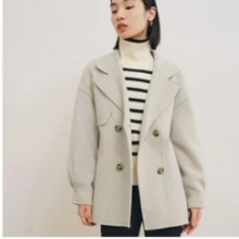 限尺码：LILY 商务时尚 热销秋冬季高级感小个子外套女宽松中长全绵羊毛呢大衣女  L