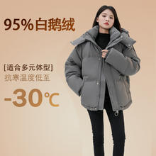 BOBBY BIZZ 95%白鹅绒灰色短款羽绒服2024新款男女情侣加厚小众设计感面包服 灰色 M码（125-155斤）