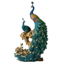 铜师傅 《花开富贵》 客厅 桌面 铜孔雀摆件 家居装饰工艺品