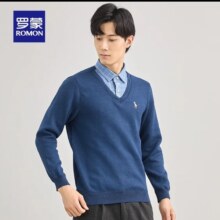 罗蒙 男士假两件冬季新款中青年时尚翻领加绒加厚休闲打底保暖毛衣上衣