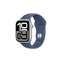 Apple 苹果 Watch Series 10 智能手表 GPS款 42mm 银色 丹宁色橡胶表带 S/M