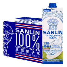 京东百亿补贴、plus会员:三麟【言承旭推荐】100%椰子水1L*6瓶 富含天然电解质进口NFC椰青果汁59.29元