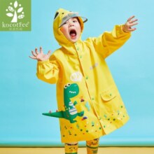 kocotree儿童雨衣女男童宝宝雨衣幼儿园学生雨衣卡通可爱连帽防水雨具雨披 黄色小恐龙【经典版】 L（身高110-125cm，4-6岁）