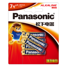 松下（Panasonic）7号七号AAA碱性干电池6节  1.5V