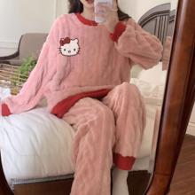 加绒加厚 男女法兰绒家居服睡衣2件套