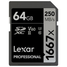 雷克沙相机内存卡64G 4K高清SD卡V60高速微单反相机存储卡UHS-II SD卡 64G数码相机内存卡 新升级1667X Pro版 写速大幅提升