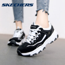 Skechers斯凯奇女鞋2024秋冬新款厚底增高经典奶茶熊猫鞋休闲运动老爹鞋 【经典款】黑白 37