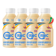 再降价、plus:蒙牛优益C0脂活性益生菌乳酸菌饮料百香果味330ml*4 冷藏拍4件
