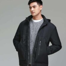 金利来 杜邦棉 秋冬新款棉服男青春时尚休闲可拆卸帽保暖舒适外套 99黑色