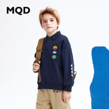 PLUS会员：MQD 男大童暖炎绒保暖翻领卫衣