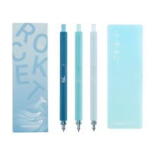 KACO GREEN 菁点与海为邻中性笔按动笔高颜值0.5mm黑色签字笔学生用考试刷题水性笔3支/盒 K1028