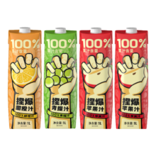 PLUS会员、店铺新客首购：哪吒 捏爆100%纯果汁饮料 1L*4瓶 礼盒装(橙汁+青提葡萄汁+2瓶苹果汁)