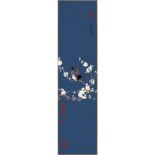起贝新中式竖版长条挂画中国风客厅背景墙装饰画沙发玄关走廊过道壁画 1.花鸟深木纹金属框3.3cm厚 哑光纹理油-画布30x120厘米