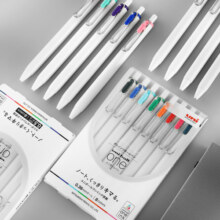 三菱（uni）UMN-S-38小浓芯按动中性笔 uni-ball one系列0.38mm财务办公学生考试用签字笔 8色套装