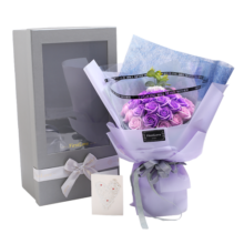 FirstLove33朵紫玫瑰永生香皂花同城配送鲜情人节生日礼物送女友
