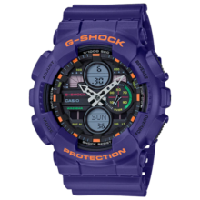 卡西欧（CASIO）G-SHOCK新款时尚复古多功能防水防震运动手表男圣诞节礼物 骚紫GA-140-6A京仓速发