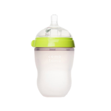 可么多么（como tomo）婴儿新生儿宽口径硅胶奶瓶 仿母乳防胀气 (3-6月) 绿色 250ml