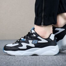 SKECHERS斯凯奇男女情侣款青春校园运动老爹鞋时尚休闲鞋厚底缓震熊猫鞋 88888105/WBKT 女款-白/黑/蓝 36