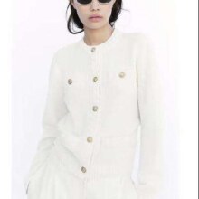 20点开始：H&M 女装针织开衫 舒适小香风外套纹理感短外套1194323