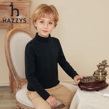 HAZZYS 哈吉斯 品牌童装男女童秋新款纯色打底衫简约舒适百搭半高领打底衫 花灰 105