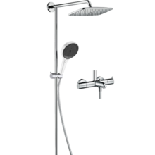 汉斯格雅（Hansgrohe） 双飞雨恒温花洒240超大顶喷带下出水龙头柯洛玛套装多功能淋浴器 旗舰升级款：26777升级境雨