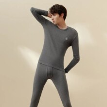 三枪 100%棉231克厚款防静电圆领秋衣秋裤套装男保暖内衣男套装