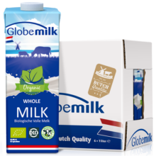 荷高（Globemilk）荷兰原装进口 3.7g优乳蛋白有机全脂纯牛奶 1L*6 营养高钙早餐奶