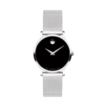 摩凡陀（Movado）瑞士手表 博物馆系列腕表 石英钢带女表28mm ETAF03.101 0607220