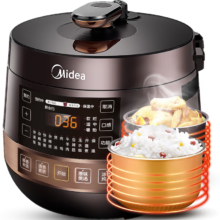 PLUS会员：（Midea）美的 全自动智能预约电压力锅6L大容量家用易清洁双胆煲汤60Easy203电饭煲多功能高压锅