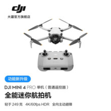 大疆 DJI Mini 4 Pro 全能迷你航拍机 入门级无人机 高清专业无损竖拍 智能跟随全景拍摄 单机（普通遥控器） 官方标配 无内存卡