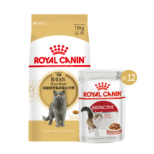 皇家（ROYAL CANIN）猫粮 英短成猫粮全价粮BS34 蓝猫幼猫粮BSK38 主食级 通用粮 10kg+成猫浓汤肉块10包