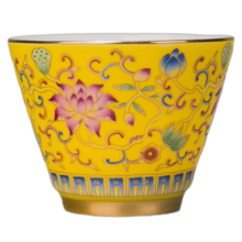 容山堂京韵珐琅彩描金陶瓷套装大小号景德镇功夫茶具 帝皇茶杯-斗笠杯