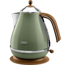 德龙（Delonghi）电热水壶1.7L大容量烧水壶家用复古系列 防干烧自动断电 304不锈钢 KBOV2001.GR 橄榄绿 现货