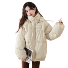 真维斯 休闲女款连帽拉链扣宽松面包服加厚保暖户外服棉衣棉服外套