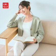 优衣库 女装舒芙蕾 V领针织短开衫