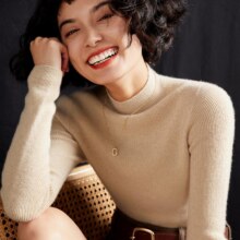 恒源祥旗下 彩羊 软糯紧身高领/中领/圆领纯色羊绒衫（含60%羊毛）多色