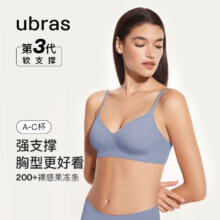 ubras【特卖】软支撑细肩带背勾性感内衣女聚拢侧收无钢圈 丹宁蓝
