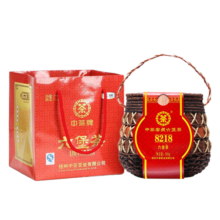 中茶牌茶叶 广西梧州六堡茶 8218绳箩礼袋装 2021年陈化二级窖藏黑茶 2023年 单篓装 500克 * 1篓