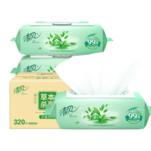 清风草本杀菌湿巾80片*4包共320片御本草系列卫生湿巾抽取式成人湿巾 【店长推荐】80片*4包