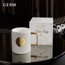 germ 格沵 陶瓷咖啡杯迪士尼联名大容量茶杯男女潮流杯子早餐牛奶水杯马克杯 白色400ML