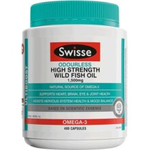 Swisse无腥味1500mg高浓度深海鱼油400粒DHA