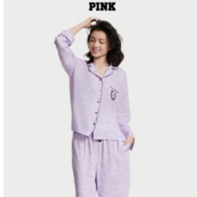 plus会员：VICTORIA'S SECRET 维多利亚的秘密 PINK 天丝绵柔衬衫式长款家居服