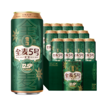 雪花啤酒【销量50万+】全麦5号12.5度醇厚型啤酒 500ml*12听 全麦芽