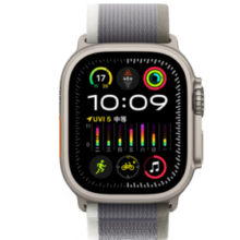 Apple 苹果 Watch Ultra2 智能手表 GPS+蜂窝版 49mm 钛金属原色表壳 绿配灰色野径回环式表带 S/M