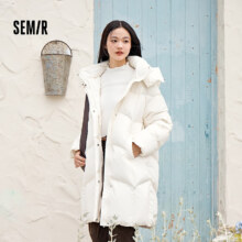今晚20：00开始：Semir 森马 羽绒服女长款连帽防水外套 奶白10534 白鸭绒
