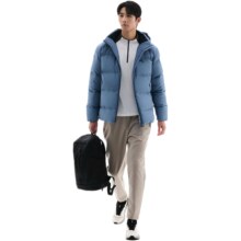 PLUS会员：安踏（ANTA）速暖羽绒服 |男冬季新款连帽外套加厚鸭绒轻薄休闲舒适男上衣 棋盘灰-4 3XL (男190)