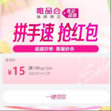 即享好券：唯品会 满199减15元全场券