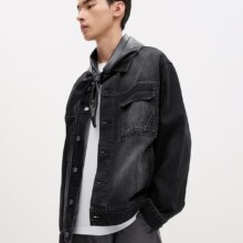 PLUS会员：GXG男装 渐变水洗牛仔夹克 男