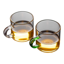 玻璃把手杯100ml 防爆耐热透明 随机12只装（彩把）